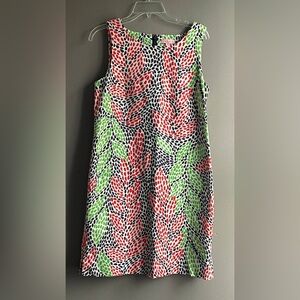 LILLY PULITZER Womens 10 Stephanie Shift Dress Open Call Ikat Leaf Preppy Summer